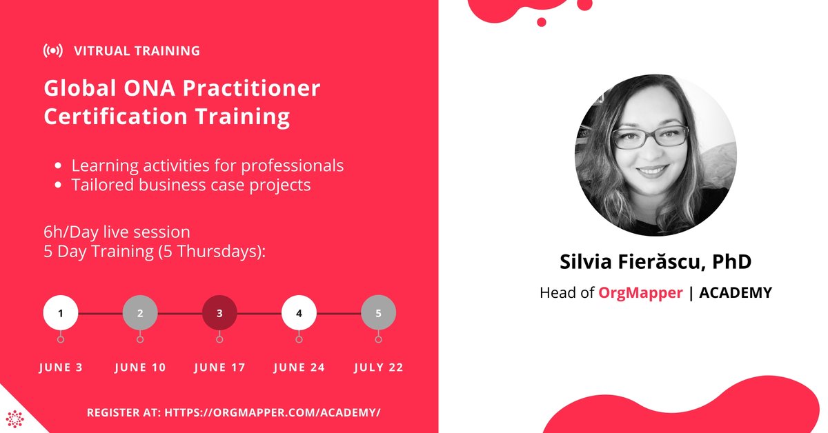 Huge announcement! 🎇

Proud to announce OrgMapper | Academy's first virtual #ONA #CertificationTraining!

An 8-week long journey with inspiring discussions, time to address personalized #business problems, and the crafting of a prototype analysis.

Registration is coming soon.