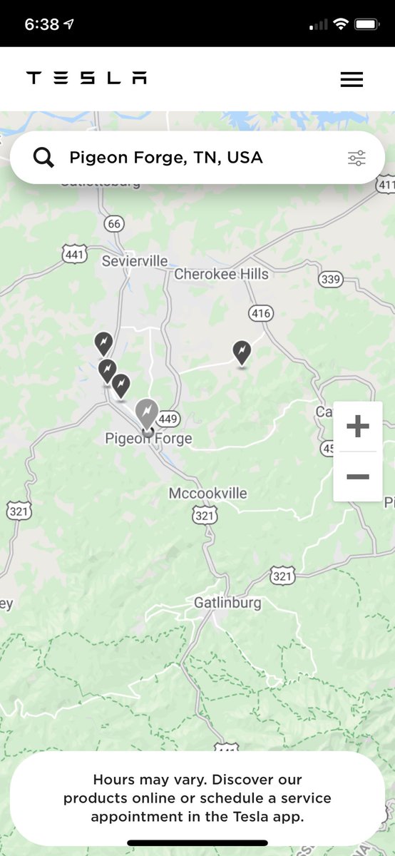 5/9 unfortunately this area is a charting desert. No chargers in Gatlinburg and Pigeon Forge had 6 wall chargers at 3 locations. I couldn’t get any to work and used a J1772 at a hotel I didn’t stay at. The worker let me charge to stop me from crying