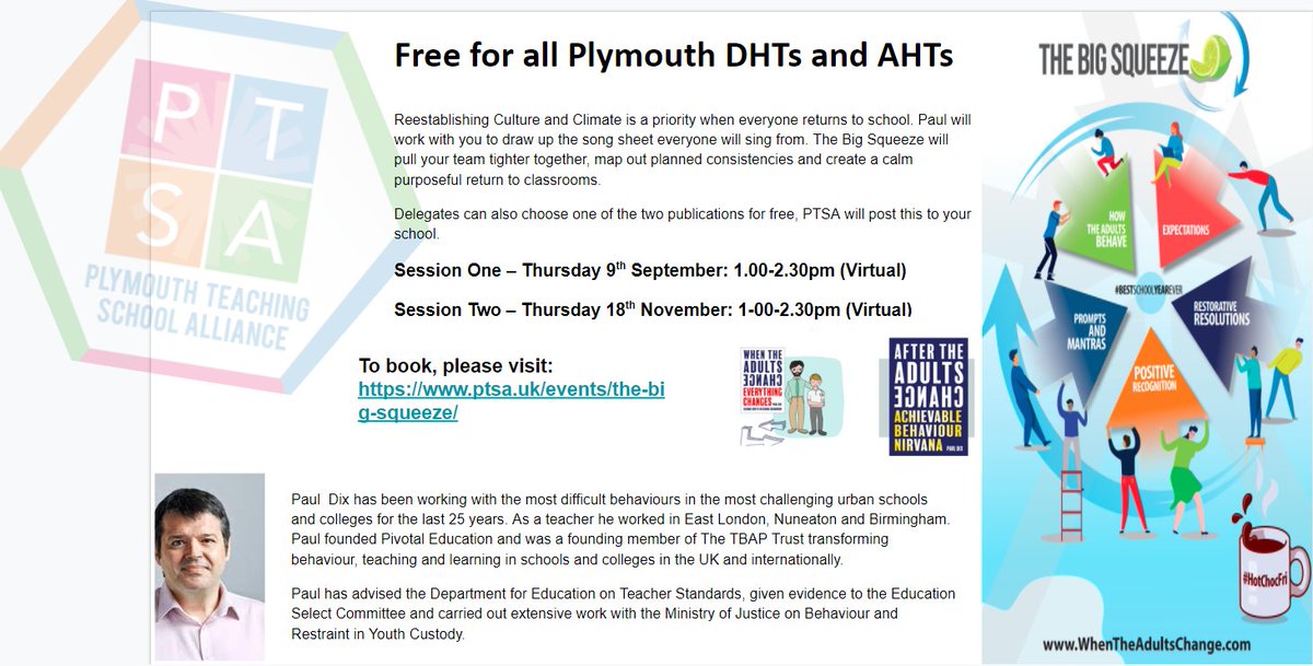 Free event for all Plymouth Headteachers, Deputy Headteachers and Assistant Heads! Includes a choice of a free book!
Do not miss out places are limited: ptsa.uk/events/the-big… <a href="/pauldixtweets/">Paul Dix</a> <a href="/OracyProject/">The Plymouth Oracy Project</a>