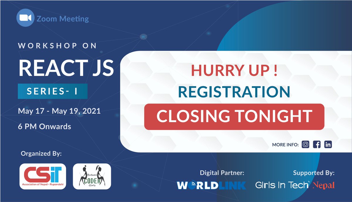GirlsCoder's tweet image. If you have been procrastinating and keeping the form aside to fill up later, do it by 11:59 PM tonight.
We are extremely looking forward to this session.
🪑 Sign in: forms.gle/jyFJcC53sp84tz…

*We prefer candidates with a minor projects on Js.
#bcgirls #csitanrupandehi
#reactjs