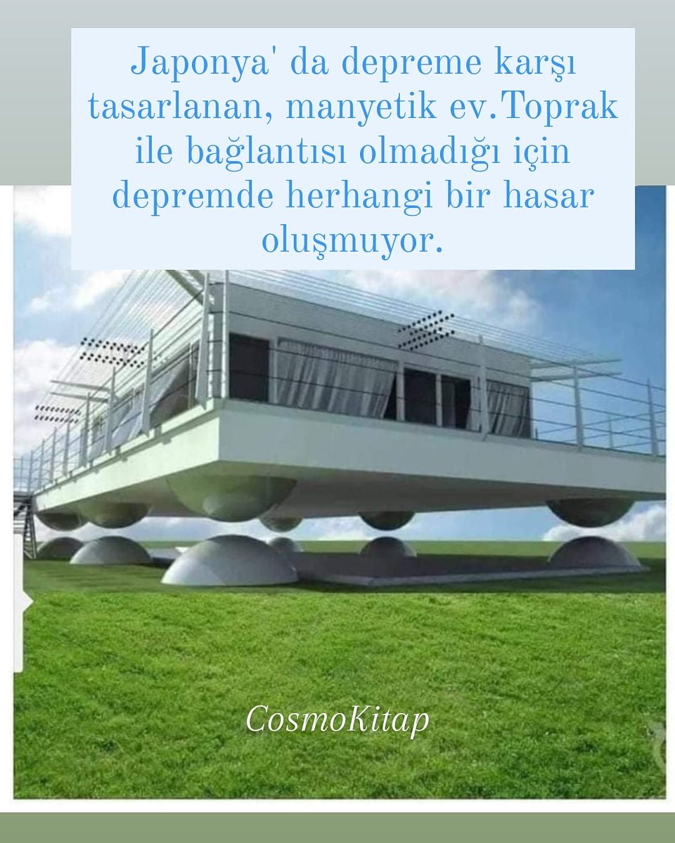 cosmokitap's tweet photo. Japonya' da depreme karşı tasarlanan, manyetik ev.Toprak ile bağlantısı olmadığı için depremde herhangi bir hasar oluşmuyor.
#cosmokitap #bizsiziz #bilimdünyası #scienceacademy #japan #japonya #earthquake #deprem #architecture #mimari #building #desinging #technology #magnetic https://t.co/qsvKe5EoWK