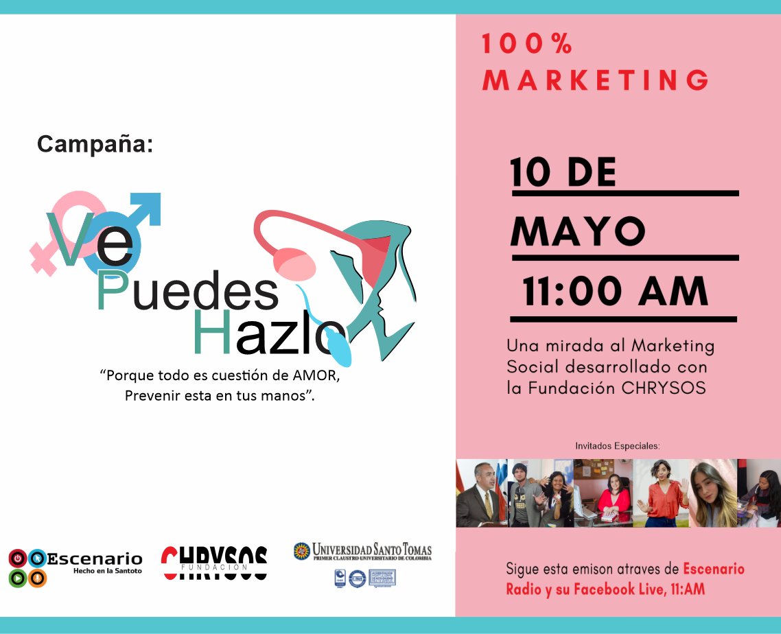 chrysosfundacio's tweet photo. HOYa las11:00 Acompáñanos,Entrevista en vivo en la emisora Escenario Radio USTA(franja 100% Marketing) donde hablaremos de nuestra Campaña “Ve Hazlo Puedes” 
Link Radio Universitario (https://t.co/5KO4SjT1lO)
Link Facebook Live https://t.co/V3OgkRHcWi https://t.co/xVHBDic28Q