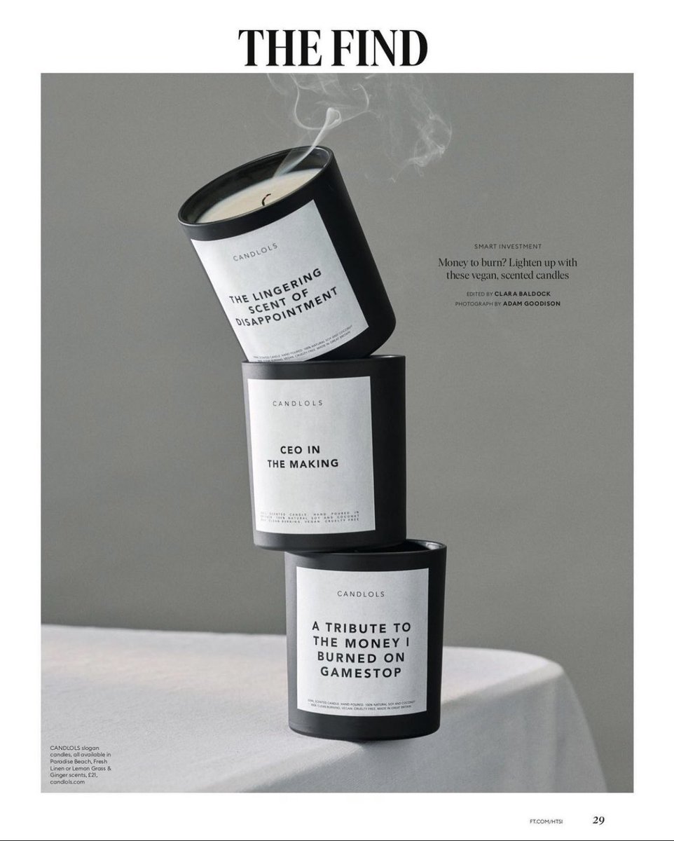 Candlols (@candlols) on Twitter photo Our ‘little feature’ in the <a href="/FT/">Financial Times</a> #HowToSpendIt 🤩 Smells like a good investment instagram.com/p/CM6mTr-JS0g/… Our ‘little feature’ in the <a href="/FT/">Financial Times</a> #HowToSpendIt 🤩 Smells like a good investment instagram.com/p/CM6mTr-JS0g/…