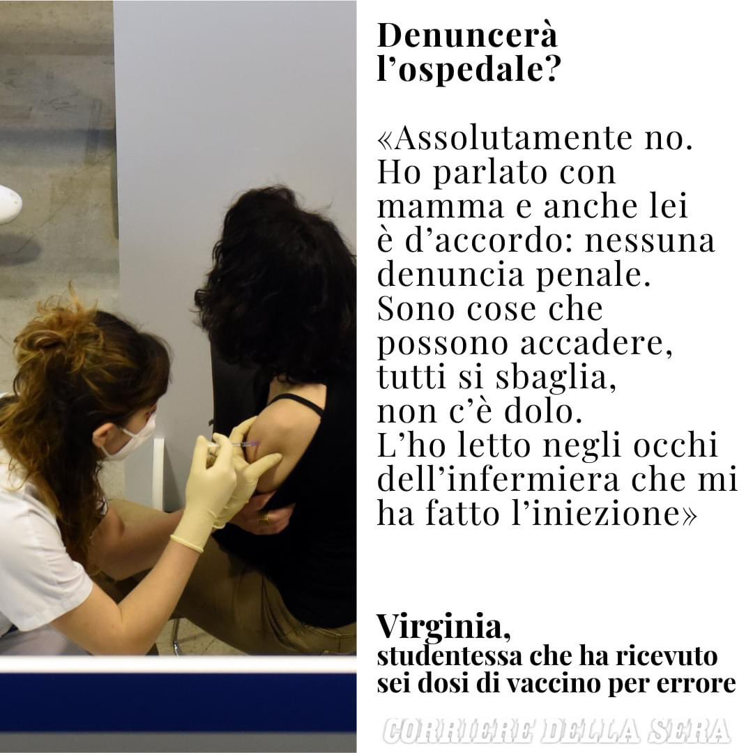 Le iniettano 6 dosi di vaccino. Ha letto negli occhi dell’infermiera che “non c’è dolo”. Pure la negligenza è diventata una “percezione errata”?