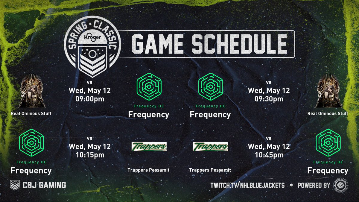 FrequencyNHL's tweet photo. The second half of the CBJ Spring Classic begins this week and #Frequency draws Real Ominous Stuff and Trappers Pessamit for their Week 4 matchups! #BeAFreq https://t.co/7rAR4aBhwh