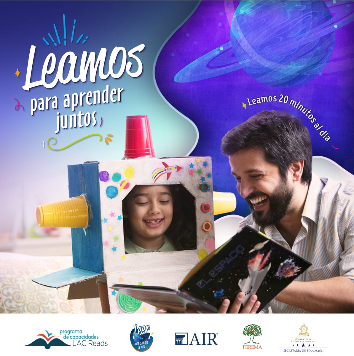 Seduc_HN's tweet photo. Leer 20 minutos al día estimula nuestro cerebro a desarrollar un hábito lector🧠📚.

Motive a sus niños y niñas a leer diariamente, ¡Aprenderán cosas que ni te imaginas💡!

#LeerNosCambiaLaVida #YoTambiénLeo #NiñezLectora #LeamosJuntos https://t.co/YAyvbwEjEZ