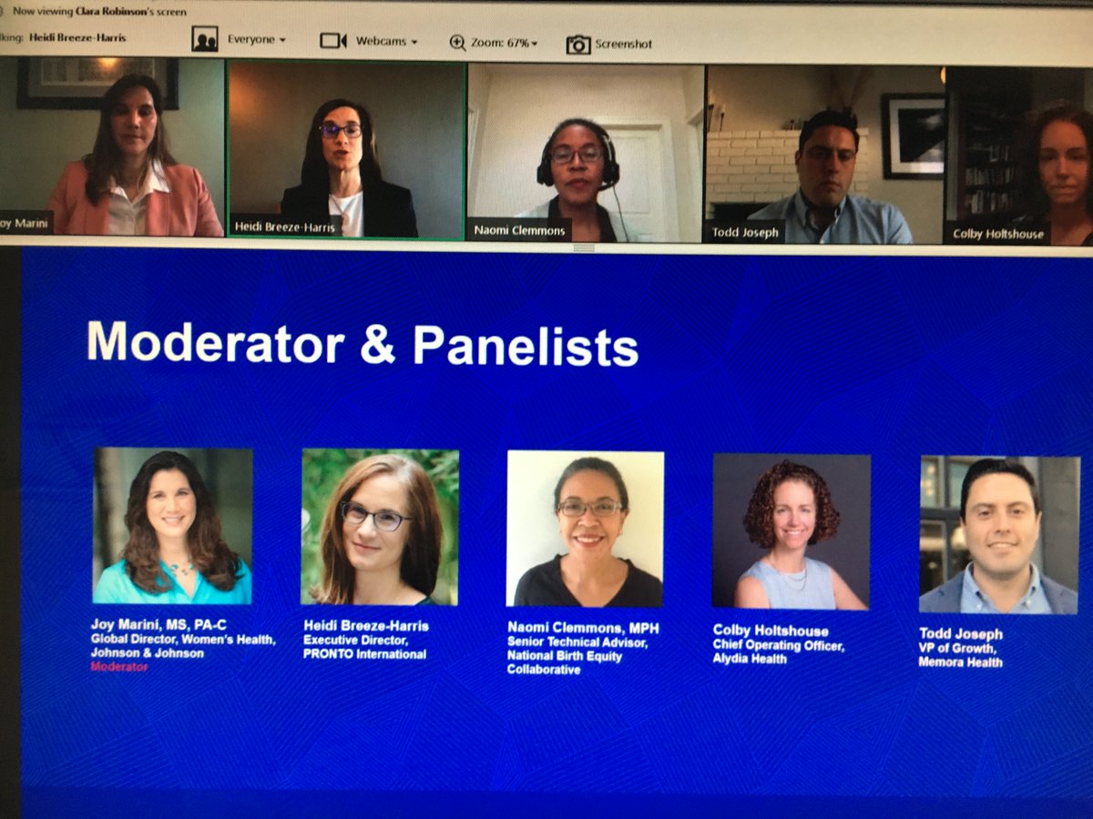 I'm learning a lot listening to <a href="/joymarini/">Joy Marini</a> of <a href="/JLABS/">JLABS</a> talking to the 4 winners of the #QuickFireChallenge for Maternal health:

🏆<a href="/heidi_breeze/">Heidi Breeze-Harris</a> of <a href="/PRONTO_Intl/">PRONTO International</a>

🏆Naomi Clemmons of @BirthEquity

🏆<a href="/colbymcg/">Colby Holtshouse</a> of @AlydiaHealth

🏆Todd Joseph of <a href="/memorahealth/">Memora Health</a>