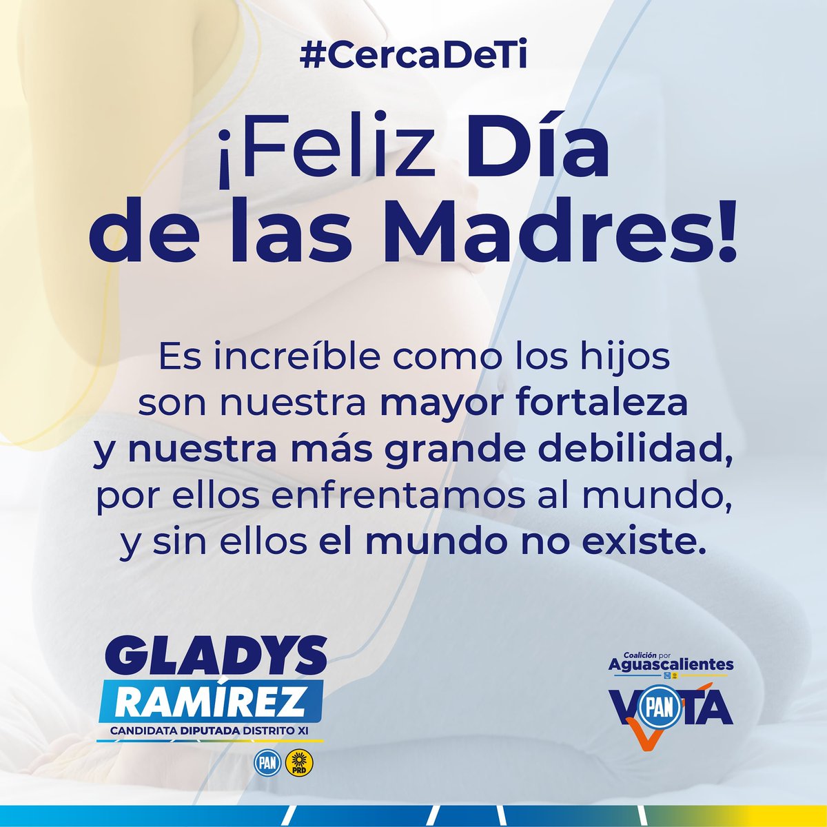 gladysrmzags's tweet photo. ¡Feliz Día de las Madres!
Les mando un abrazo muy especial a todas las mamás del #Distrito11, todas ustedes son mujeres dignas de mi admiración.
#CercaDeTi 💙 https://t.co/YpnXMz85Pe