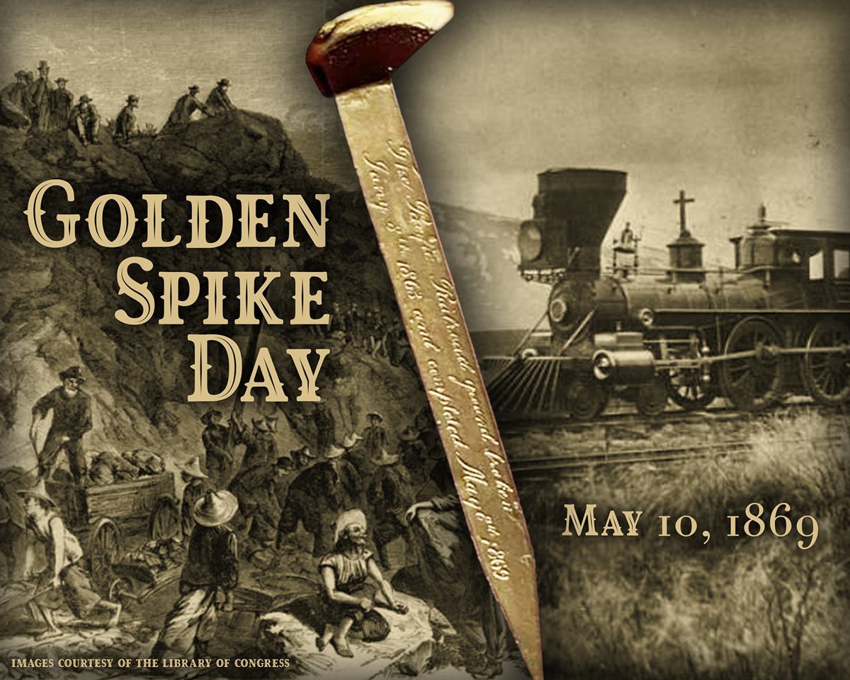On May 10, 1869, a golden spike was laid to mark the completion of the Transcontinental Railroad. Thanks to the toil and sacrifice of Chinese immigrants, the US was able to connect the eastern rail network to the San Francisco Bay. #onthisday #chineseamerican #apaheritagemonth