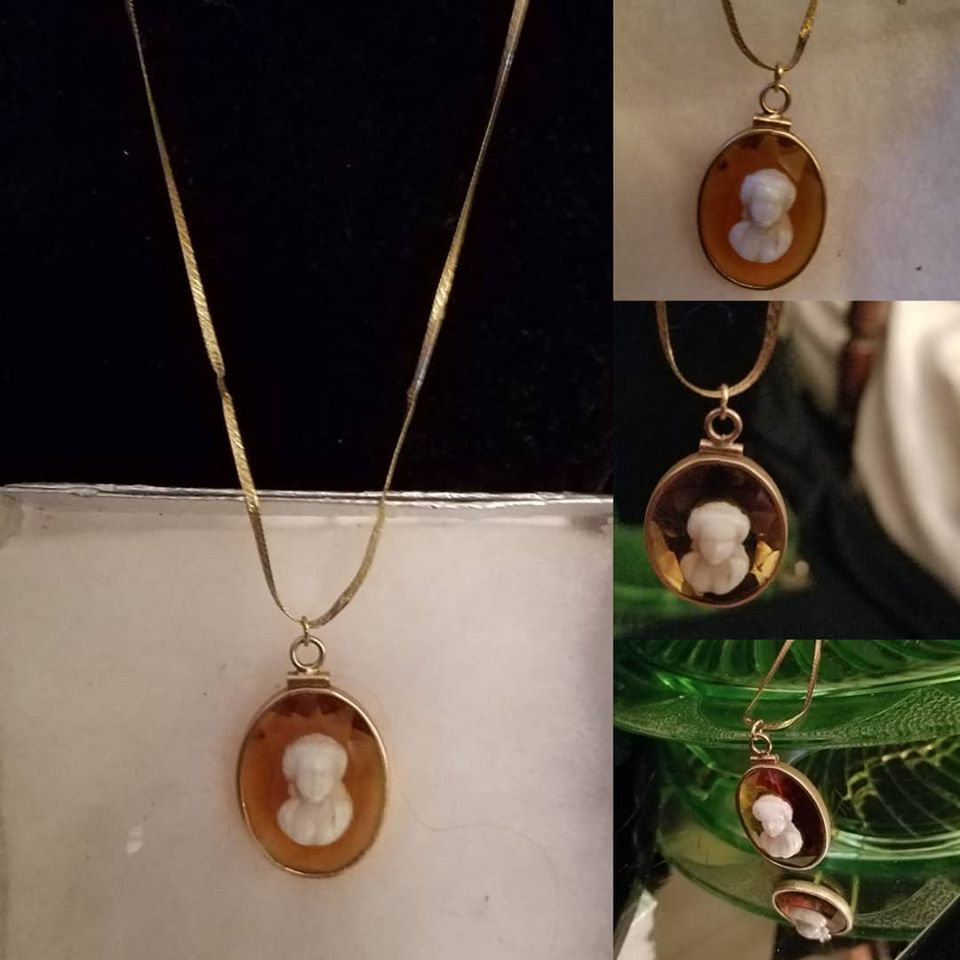 #etsy shop:Amber Cameo Pendant,Honey Amber faceted Cameo 10kt frame,14kt Gold Chain etsy.me/3dzxEHa #jewelry #necklace #victorian #fourteenktgold #cameo #cameopendant #vintage #cameonecklace #amberpendant #amber #amberpendant #honeyamber #gold #herringbonechain