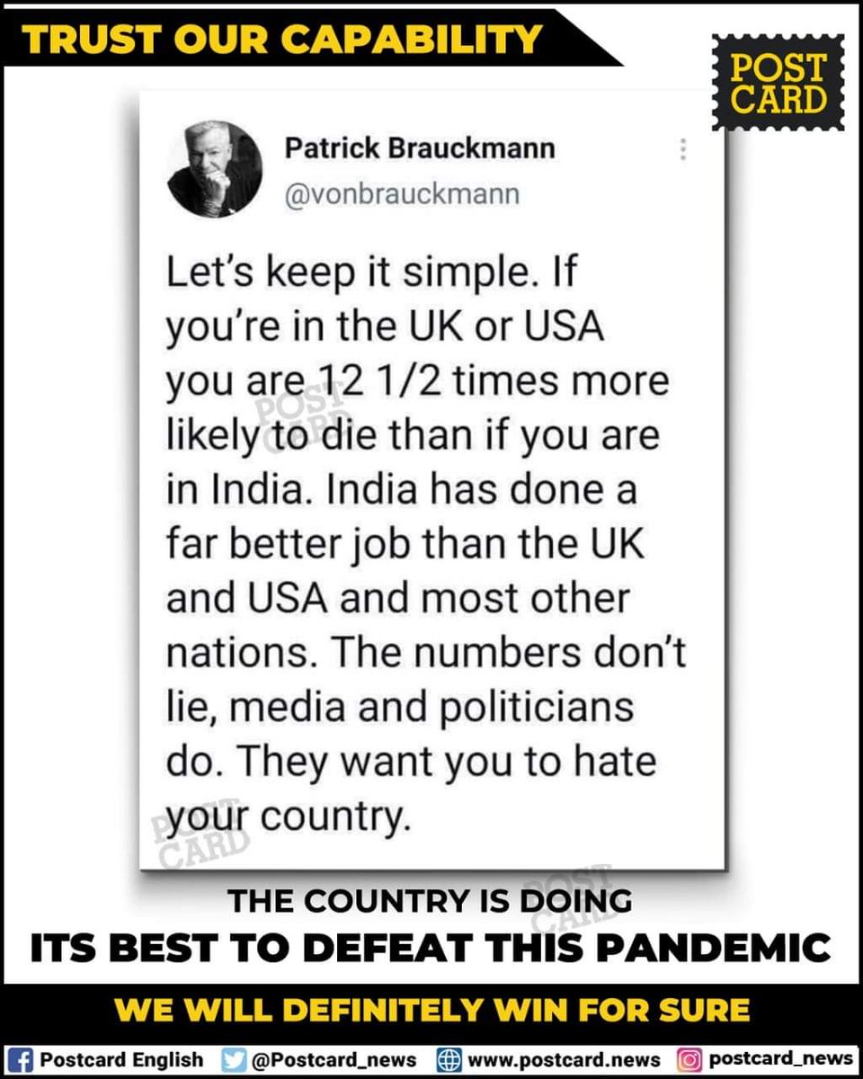 ohm_nama_sivaya's tweet photo. Reality_Whats happening in India now?
Modi haters, Opposition parties and corrupt medias are lying about Corono deaths and defaming our Country and Modiji's name infront of other countries.
#I_Support_Modiji
#Modi_fied_India
#IndiaFightsCorona
#IndiaFightsCOVID19 https://t.co/GbbmVfRyKo