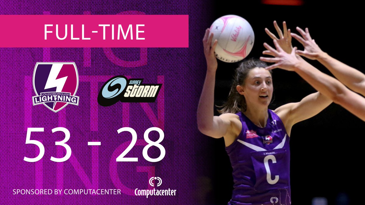 LboroLightning's tweet image. 1⃣3⃣...unlucky for some

Lightning head home with 2⃣wins from 2⃣ in round 15 of @NetballSL  🏆🏆

Tonight's victory over @SurreyStorm marks Lightning's 13th win in row 🤯

Final score: ⚡️Lightning 53 - 28 Surrey Storm🌪️

📸 @bensnapsstuff