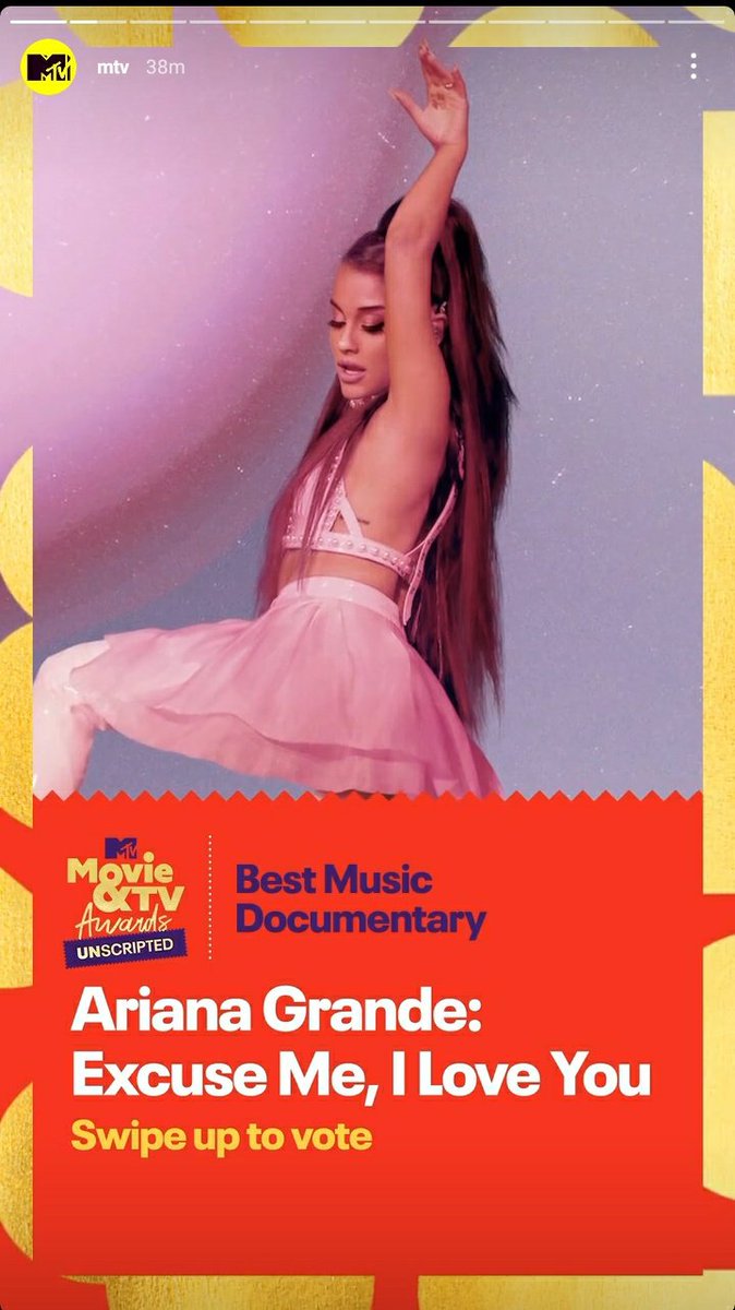 infoari's tweet photo. Vocês já podem votar no “Excuse Me, I Love You” como “Melhor Documentário Musical” no MTV Movie &amp; TV Awards. Basta acessar o link e arrastar pra cima!

Link: https://t.co/EITgIPVCuY https://t.co/hIg5ht3ZG0