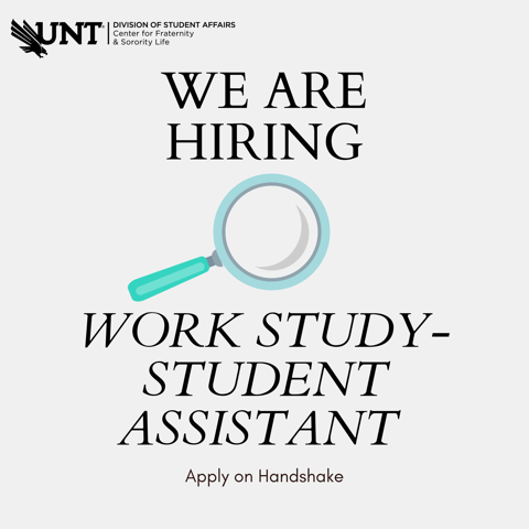 unt_cfsl's tweet photo. We are hiring!  Year-round position.  Apply on Handshake with job code 4752042 https://t.co/cnoaxrpu6K