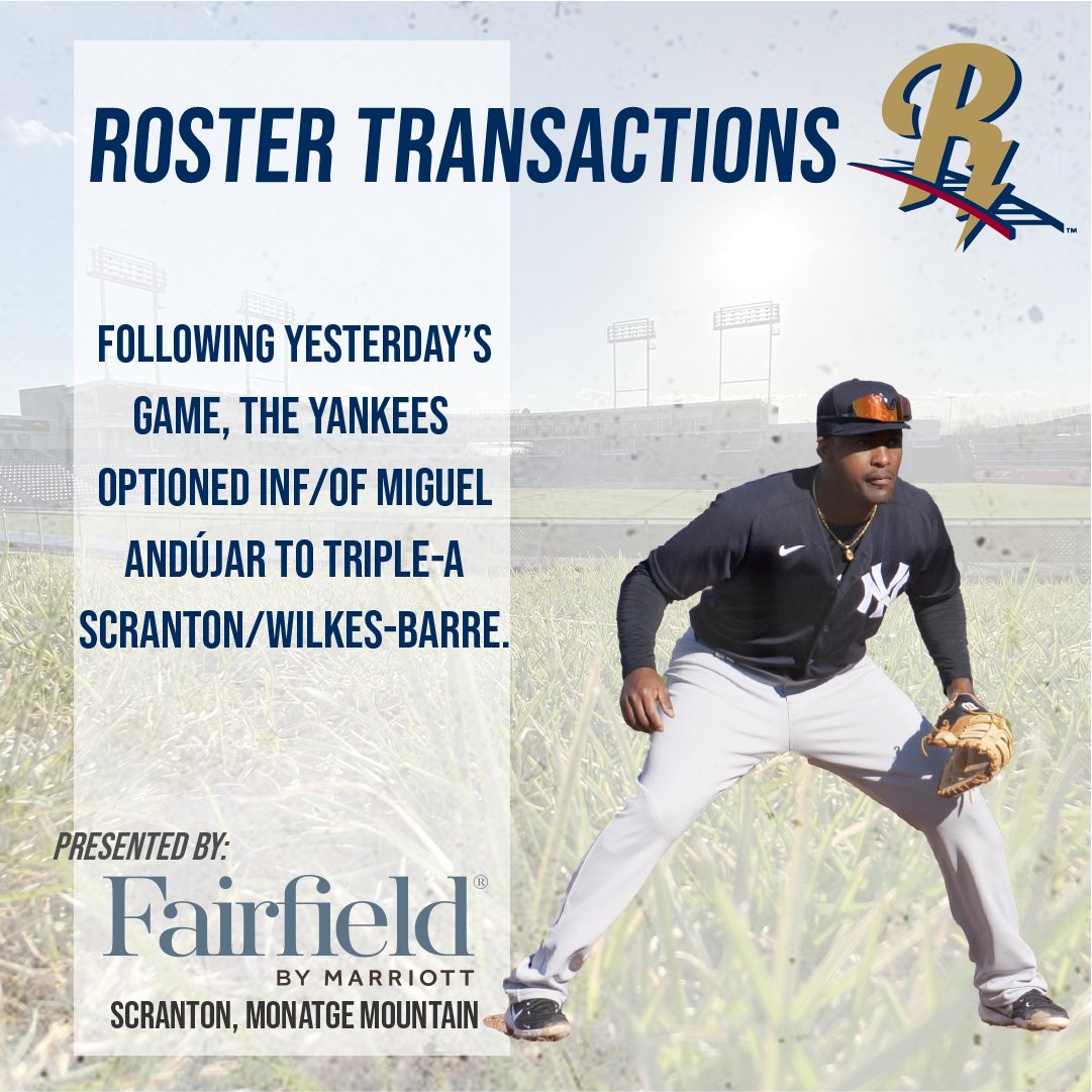 Moves from New York.

RailRiders roster transactions are brought to you by Fairfield Inn &amp; Suites Scranton - Montage Mountain!