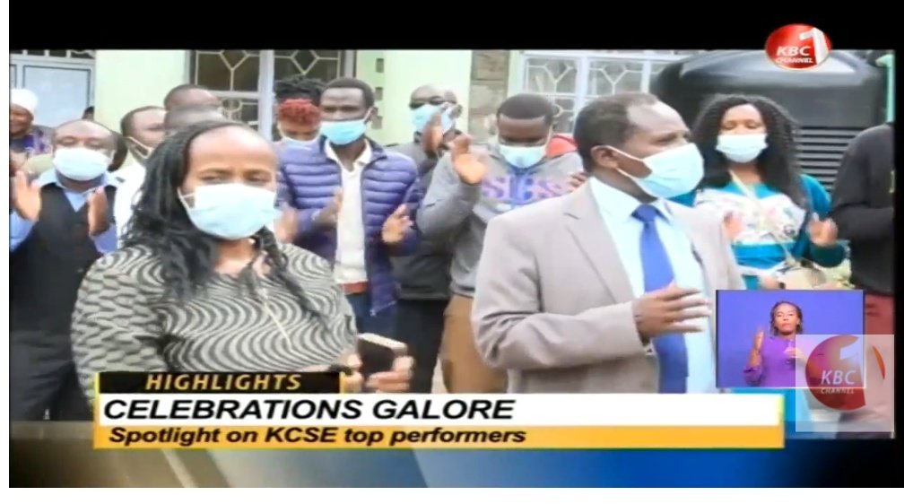 KBCChannel1's tweet image. Top performers in the 2020 Kenya Certificate of Secondary Education examination celebrate achievements. #KBCNewsHour ^CM @BenTroyNjue