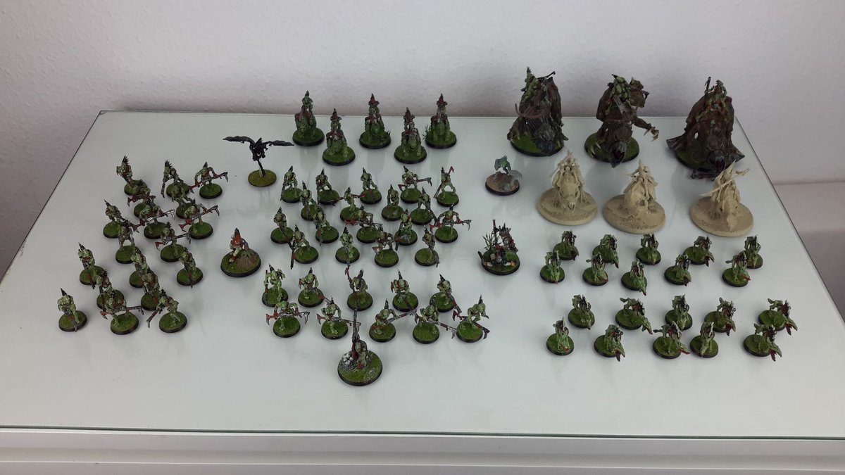 trethalis's tweet photo. Been doing a bit of #listbuilding and this is what i have worked out for 1k points of #kroot! Not nearly as much fixing up needed as a lot of my armies! XD 

Should I rebase them or leave as basic static grass? 

#tau #40k #krootvasion #WarhammerCommunity #knarloc #warhammer40k https://t.co/mmZxnuBurZ