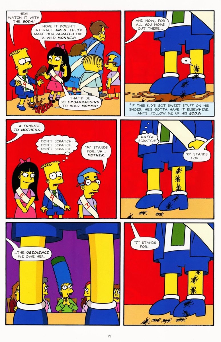 "bugged!" from bart simpson # 59 is my idea of a dream ep bc it not only has jessica and bart together again but it ALSO has a marge vs helen angle to it 👁👁 look at helen & jessica being in cahoots to make bart (and subsequently marge) look bad. they're the worst and i love it