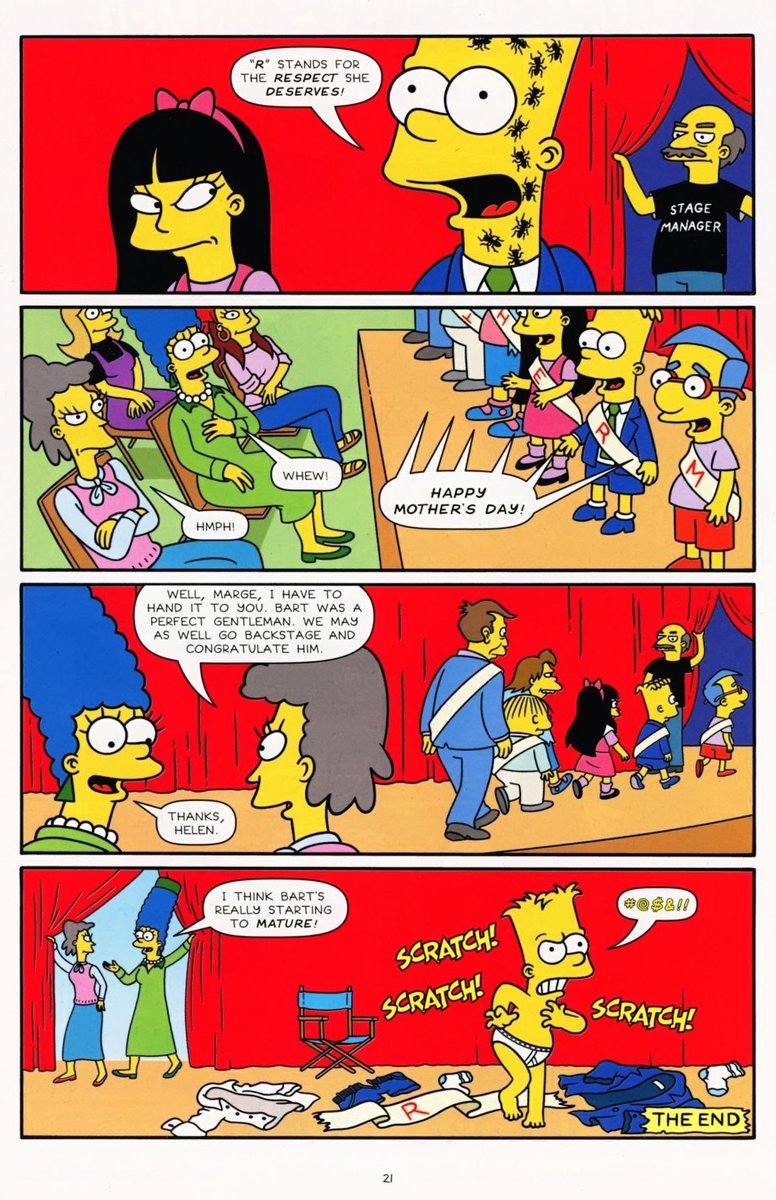 "bugged!" from bart simpson # 59 is my idea of a dream ep bc it not only has jessica and bart together again but it ALSO has a marge vs helen angle to it 👁👁 look at helen & jessica being in cahoots to make bart (and subsequently marge) look bad. they're the worst and i love it