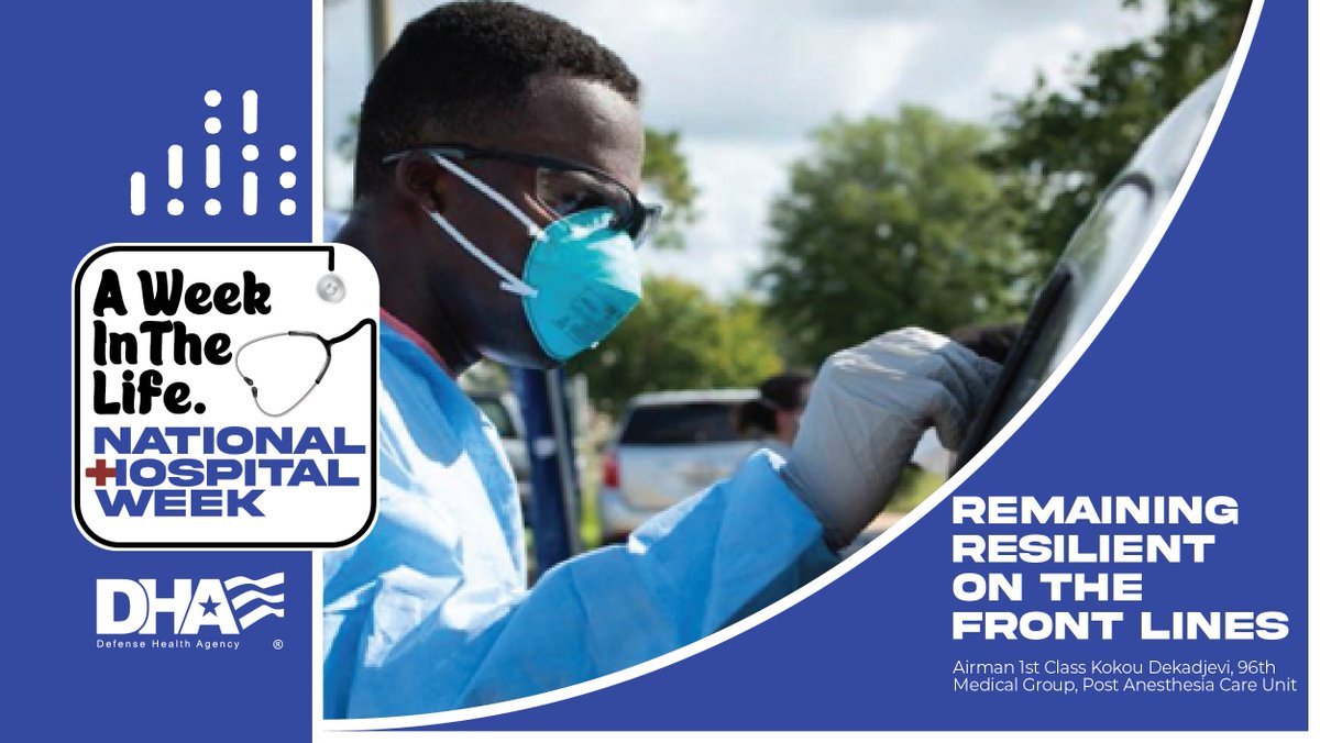DoD_DHA's tweet photo. “There has been big changes after fighting this Pandemic ‘COVID-19’. We had to adopt unfamiliar protocols and a ‘new normal’ of how we provide care to our patients,” says A1C Kokou Dekadjevi.
#COVID19 #UnifiedReliableReady #HospitalWeek #WeekInTheLife https://t.co/2WSWDXXAhc