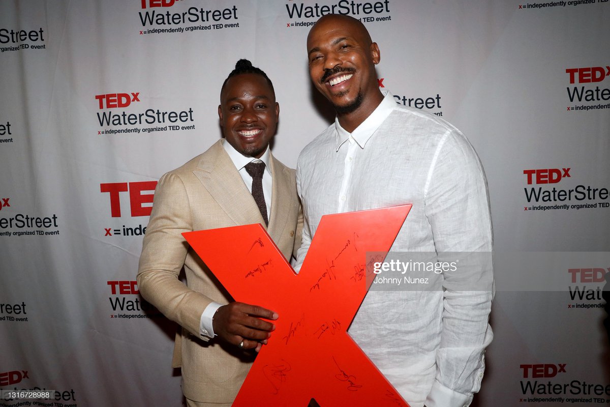 Norman Alexander (L) and Mehcad Brooks attend TEDxWaterStreet: RESET at Bryant Park Ballroom on May 06, 2021 in New York City. gettyimages.com/detail/news-ph…