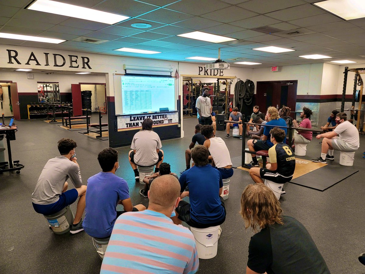 RiverdaleFB's tweet photo. The Power of a Positive Team from @JonGordon11 shared this morning by @Braham571 before our lift. 

#RaiderWord
#SellGold #RiseUp 🏴‍☠️🏈 https://t.co/3fhHU5KVG4