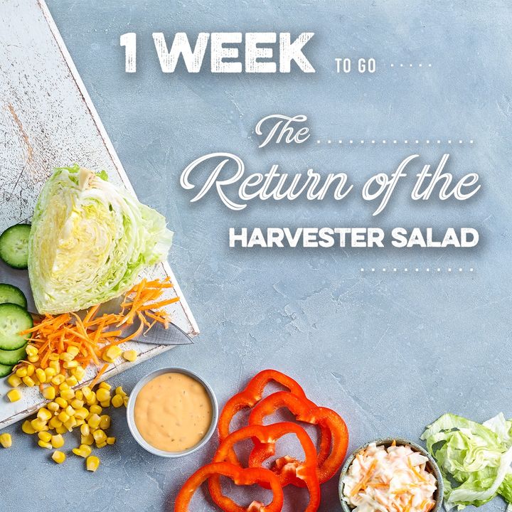 HarvesterUK's tweet photo. 📢 This is your 1️⃣  week warning, Harvester fans! 📢 

Yes, just one single week to go until our remaining restaurants open their doors and we're so excited! 😀 Are you? 

🎉 🎉 🎉 https://t.co/6daEislIp3