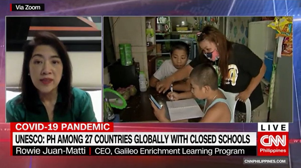newswatchplusph's tweet photo. Galileo Enrichment Learning Program CEO Rowie Juan-Matti says due to online learning, students spend less time on each subject compared to the usual face-to-face classes. https://t.co/Z32eLpqE6L