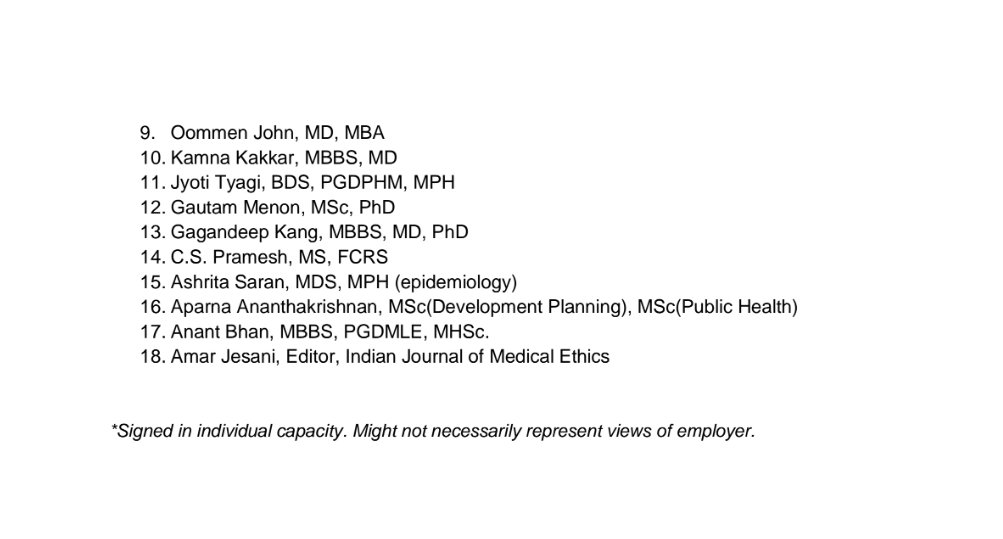 Other signatories on expression of concern about plasma therapy are  . End of thread