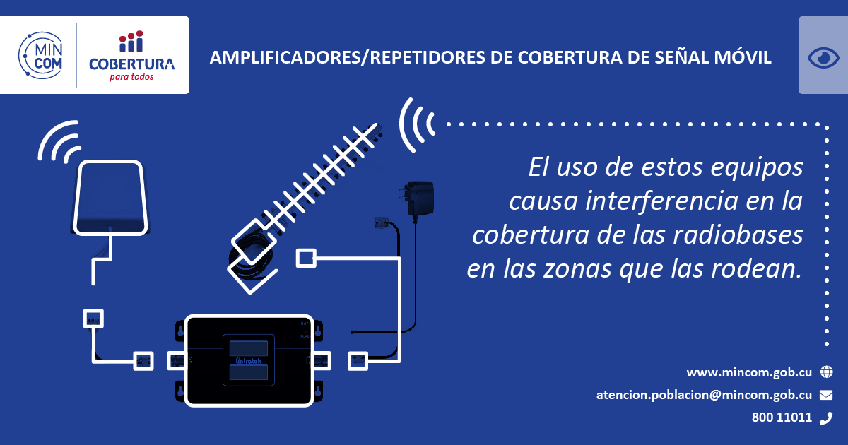 MINCOMCuba's tweet photo. Infórmate sobre las afectaciones que provocan los equipos amplificadores de señal móvil
Consulta el sitio web https://t.co/iWnB8PoLZR  para que conozca los equipos que pueden o no importarse a #Cuba. 
#CubaInformatiza https://t.co/CPC0YYftTK