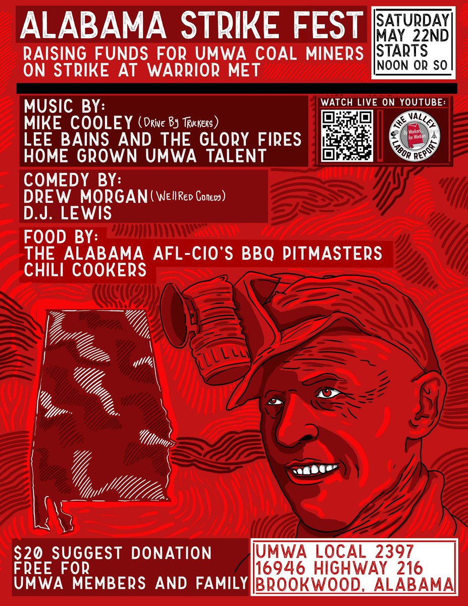 our 1st show in a year! raising $ for striking <a href="/MineWorkers/">United Mine Workers</a> w/ Mike Cooley (<a href="/drivebytruckers/">Drive-By Truckers</a>), @drewmorgcomedy (<a href="/WellREDpodcast/">WellREDpodcast</a>) &amp; @GutterBumpkin!

Sat, May 22 in Brookwood, AL. if y’all can make it, come on! if not, peep <a href="/LaborReporters/">The Valley Labor Report</a>’ livestream!

tix: thevalleylaborreport.org/mutual-aid/