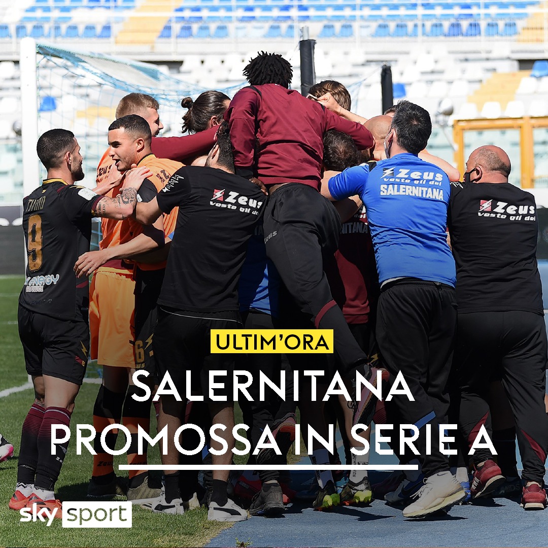 SkySport's tweet photo. ULTIM'ORA SERIE B
LA SALERNITANA PROMOSSA IN SERIE A
Decisiva la vittoria 3-0 contro il Pescara 
#SkySport #SerieB #Salernitana #PescaraSalernitana #SerieA https://t.co/HKgyHEH3vA