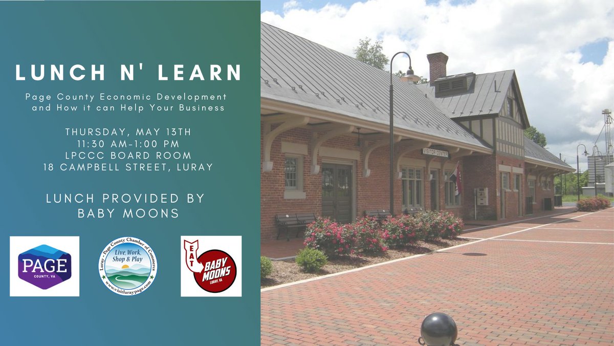 LurayPageCoC's tweet photo. Tomorrow is last day to RSVP for this month's Lunch n Learn!  Join us and the Page County Economic Development to learn how they can help your business.

Head to https://t.co/MBNffNvrSW

#visitluraypageva #lunchnlearn #chamberofcommerce #joinus https://t.co/2Z0lZncdMj