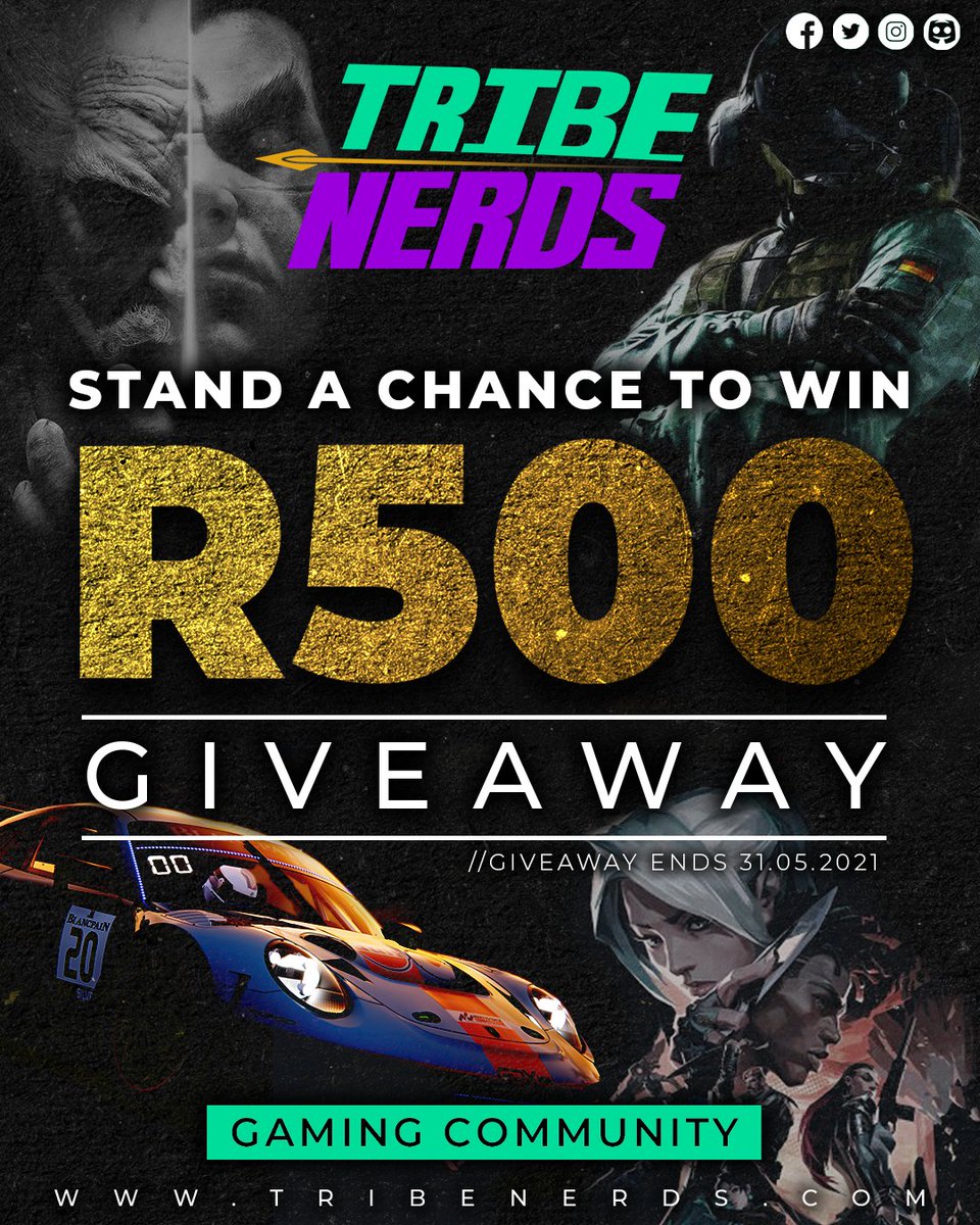 !!!MAY GIVEAWAY!!!

Stand a chance to win R500 in cash from Tribe Nerds A Gaming Community for Everybody.
tribenerds.com/r500-in-cash-g…

Be sure to join us on discord: discord.gg/3dTvM5Nn8D

#GamingCommunity #Gaming #Events #Esports #Giveaway #Competition #Friendly #Discord #Gleam