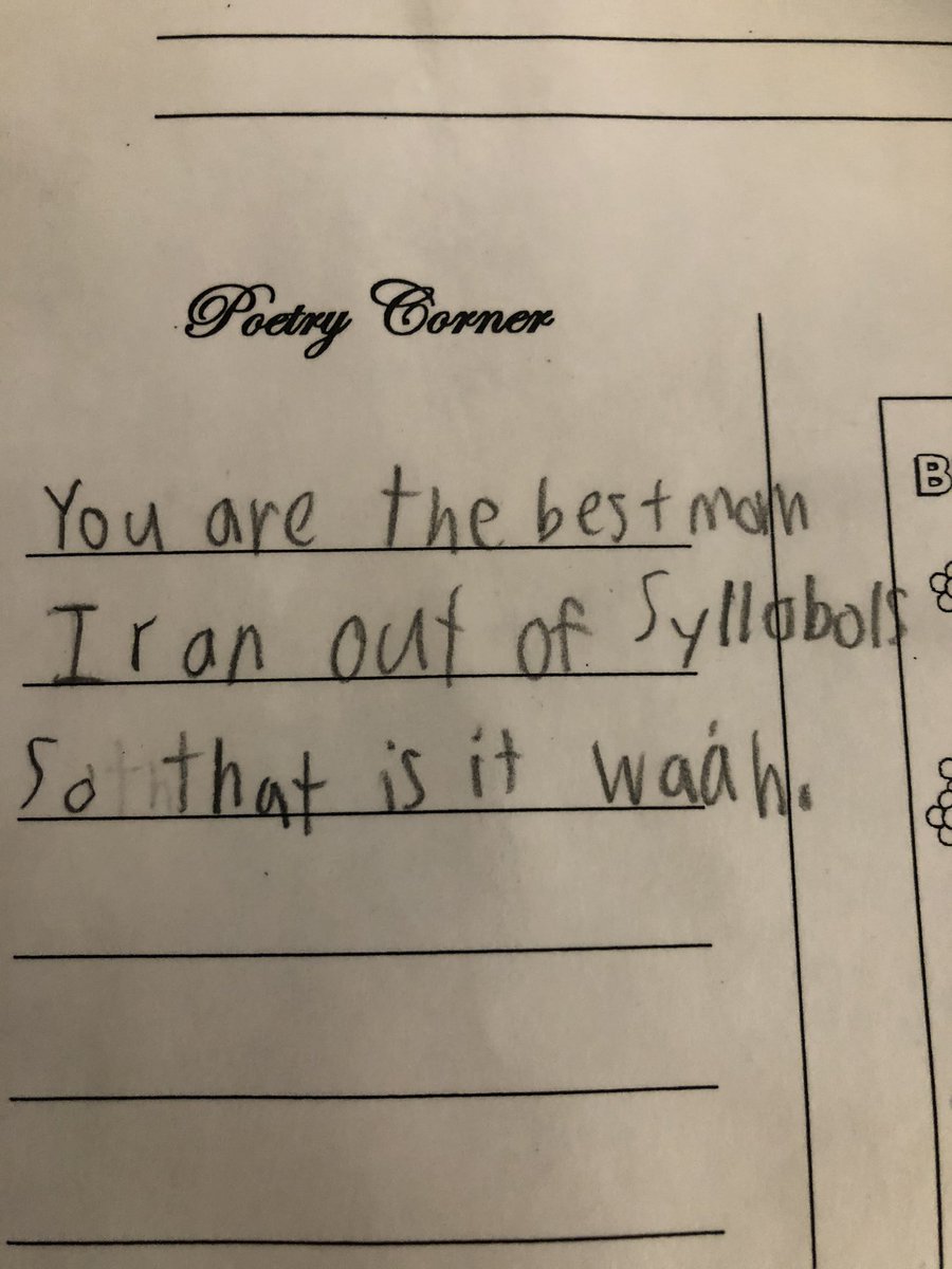 merredith_CEEO's tweet photo. @camphalfblood @rickriordan - My youngest, a reluctant independent reader, and I began reading Percy Jackson together at the start of the pandemic. We got hooked and kept going, recently finishing Trials of Apollo. He said it inspired his Motherโs Day poem. #apolloapproved https://t.co/csNedLIqa9