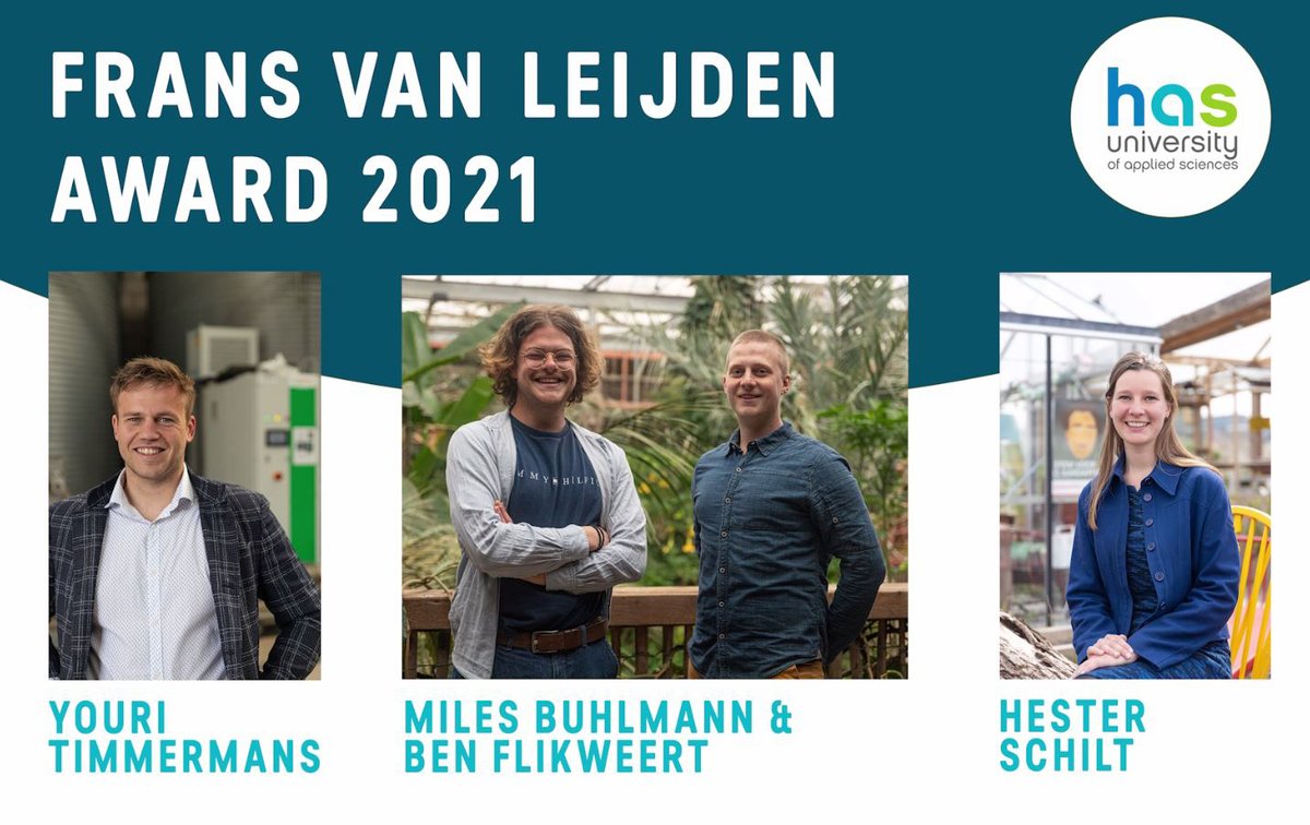 Je kunt vanaf nu stemmen op jouw favoriet voor de Frans van Leijden Award 2021! Gaat jouw stem uit naar Youri, Ben &amp; Miles of Hester?
Bekijk hun video’s en stem direct! bit.ly/3uzQiYj
Stemmen kan t/m 21 mei 2021 - 17.00 uur
#HAShogeschool #FransvanLeijdenAward