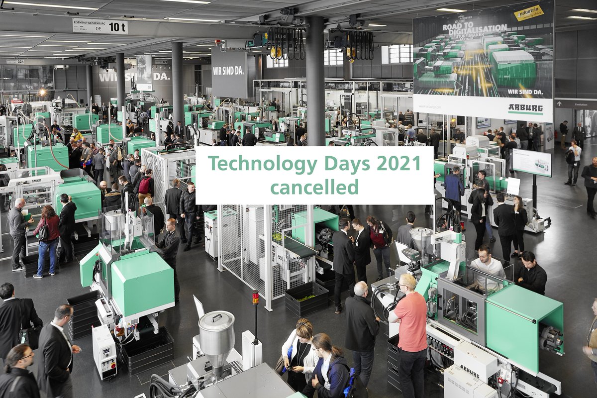 arburgworld's tweet photo. Unfortunately, the prevailing parameters force us to cancel the Technology Days planned for June 7 to 12, 2021. We regret this cancellation very much!😢We would like to invite the World of Plastics to visit our Technology Days in Lossburg in March 2022!👍 
#ARBURG #TechnologyDays https://t.co/8ghibXJEp0