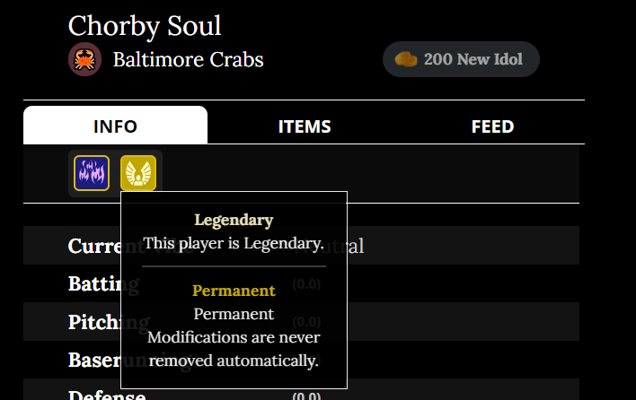 For those of you who may have missed it, Chorby Soul has Modified as Legendary.  #RestInCrates, Floorby.