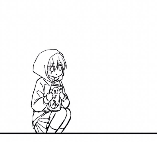 コッペパンを持つJKんばちゃんのコマ 