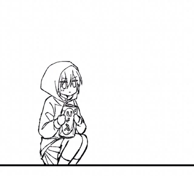 コッペパンを持つJKんばちゃんのコマ 