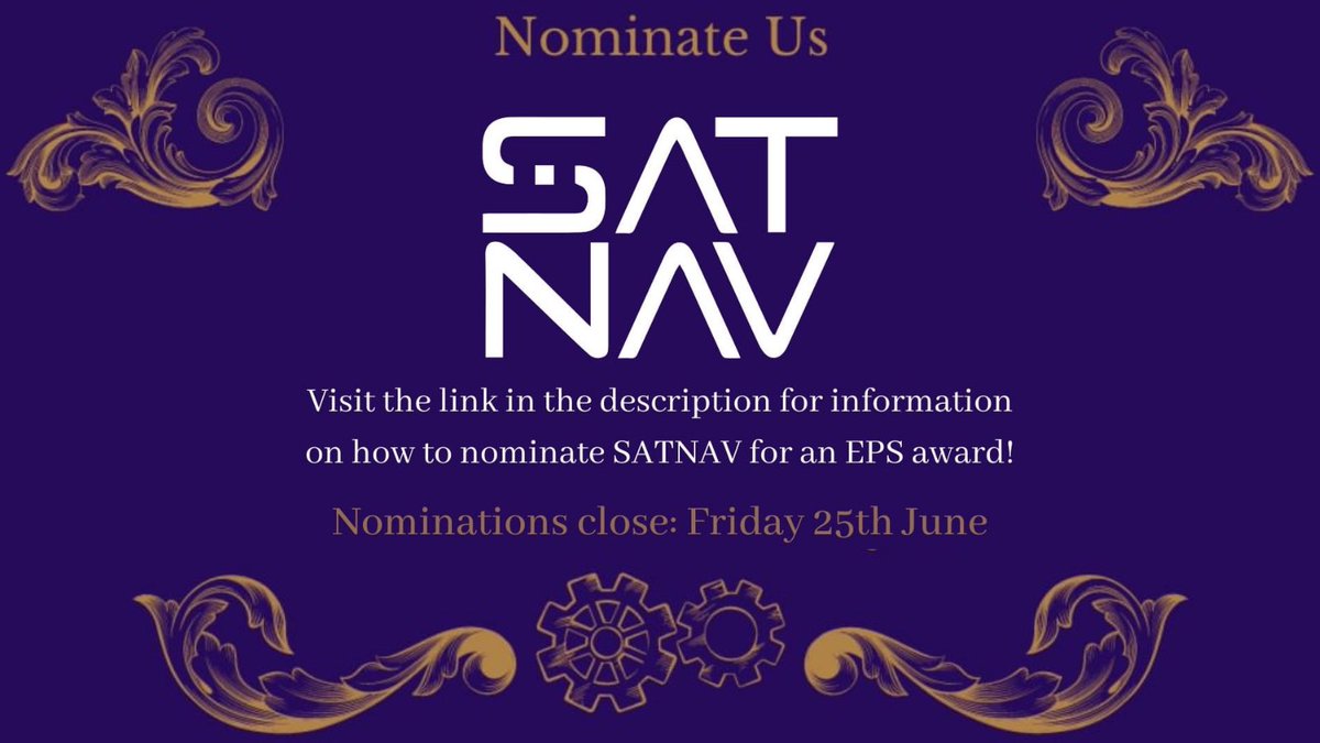 satnavmag's tweet photo. EPS SOCIETIES' AWARDS 2021

Nominations are now open for this year's EPS Societies' Awards! To nominate SATNAV and other EPS societies for an award, visit this link and fill out the nomination form: https://t.co/ll23czBtdj https://t.co/EYMzRqjkro