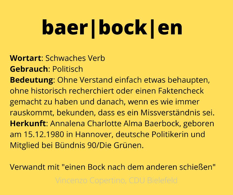 CopertinoV's tweet photo. Heute schon gebaerbockt? 🤣 @CDU @CDUNRW_de #CDU #Baerbock #baerbocken @BILD #wegenmorgen #copertino @CDUBielefeld https://t.co/BYMZreLAQr