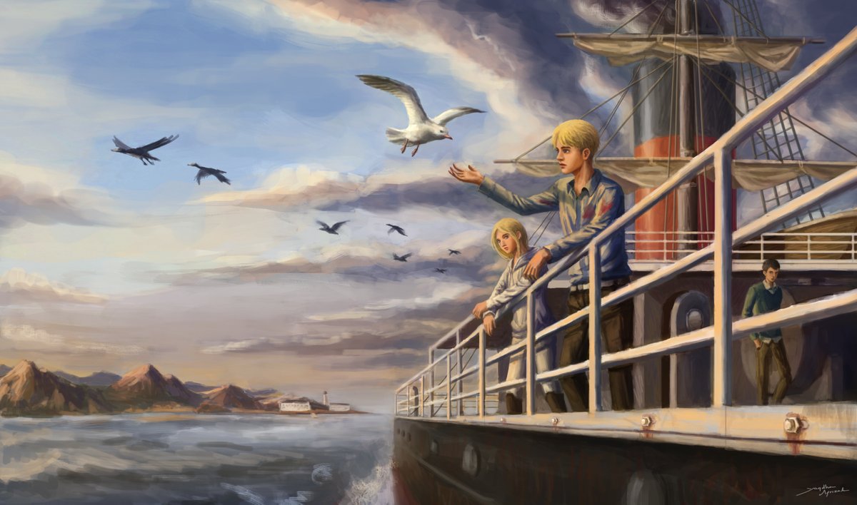 artropod_'s tweet photo. Stay with me

#AttackOnTitan #attackontitanseason4  #AttackonTitanFinalSeason #進撃の巨人 #FANART   #arminarlert #annieleonhart #aruani #EREN 
#bertholdthoover #illustration https://t.co/rEcXiKTxPF