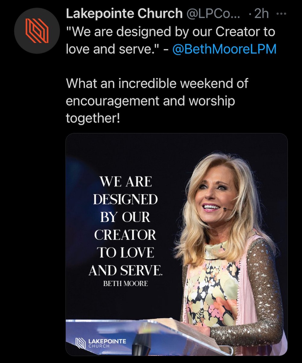 Beth Moore preached yesterday at LakePointe in Rockwall, TX. It's an SBC church and the pastor of LakePointe is a graduate of SBTS.