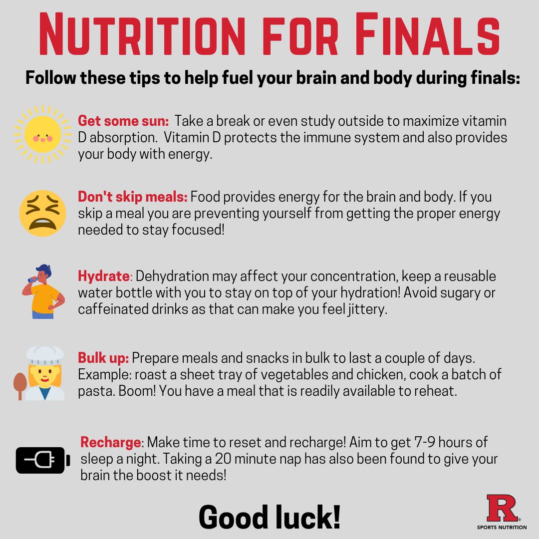 Good luck on finals this week, Scarlet Knights! 🤩 #rufueled