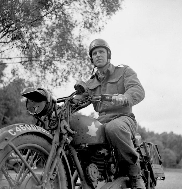 May is Motorcycle Safety Month. During the Second World War motorcycles were a common sight on the battlefield as they served a variety of roles. Easily maneuverable and very dangerous, they were used by dispatch riders and reconnaissance teams. 1/2