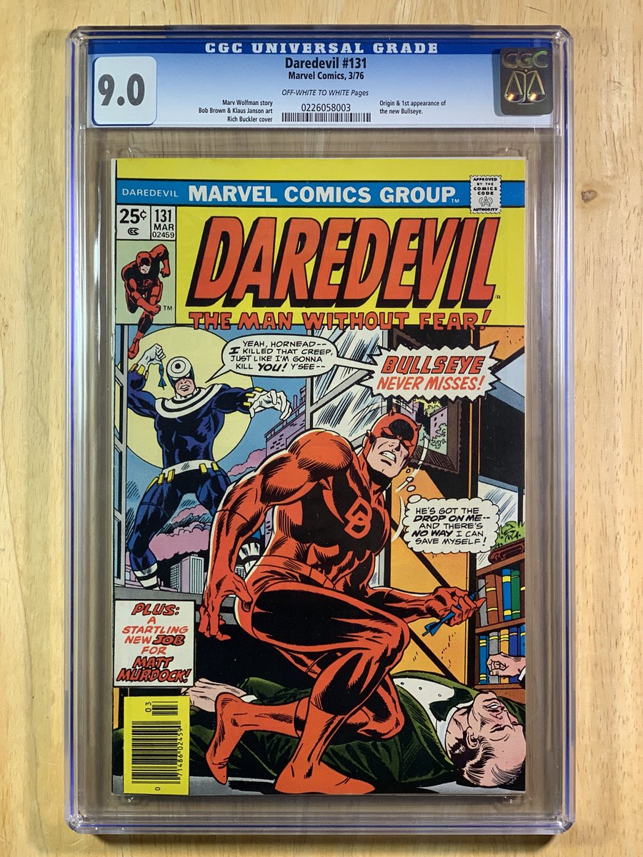 Daredevil 131 (1976) CGC 9.0 - First appearance of Bullseye
instagram.com/p/COslmYuBZoL/…
.
#daredevil #manwithoutfear #firstappearance #bullseye #mattmurdock #keycomics #keycomic #marvel #netflix #igcomicbookfamily #igcomicfamily #igcomicsfamily #igcomicfam #comicbooks #comicbook #cgc