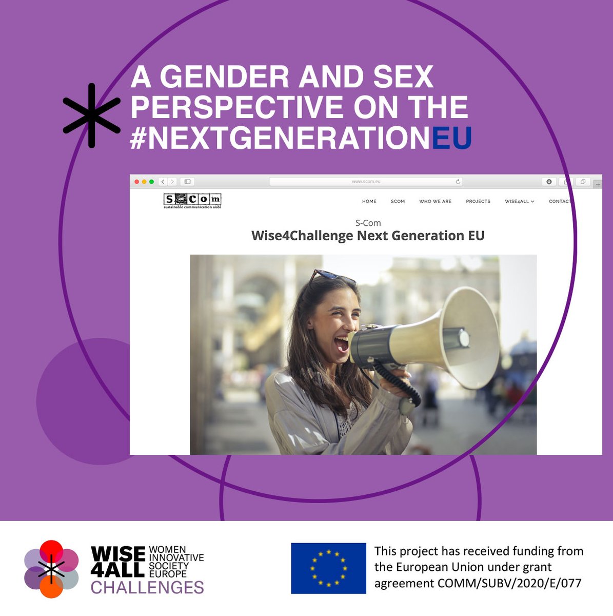 AllWise4's tweet image. @ScomEu in #WISE4Challenges project will develop  #RRF #NextGenerationEU theme through a civil society survey and a series of interviews with #EU parliamentarians. This activity will be presented in a debate in June 👉 bit.ly/wiserrf #wise4eu #gendergap #recoveryfund