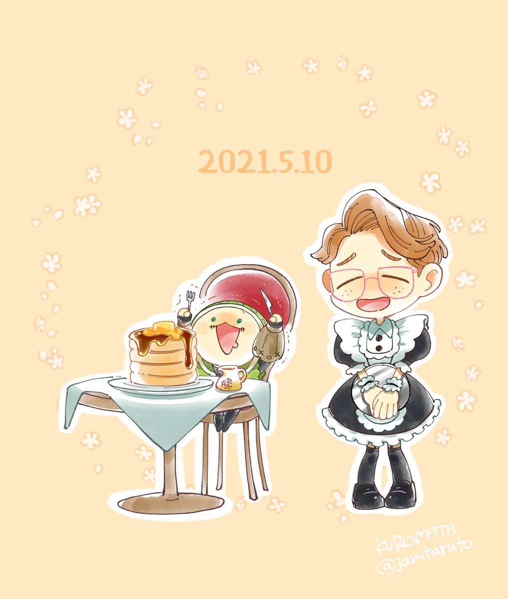 freckles pancake brown hair maid glasses closed eyes table  illustration images