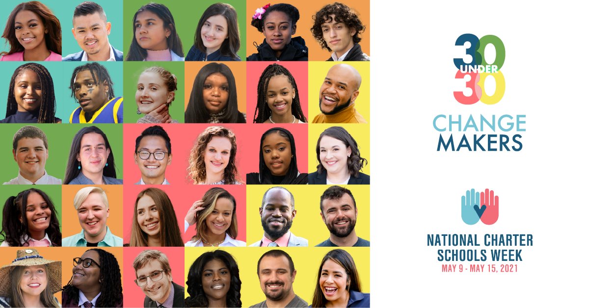 charteralliance's tweet photo. As part of #CharterSchoolsWeek 2021: 30 Years Strong, we honor 30 exceptional young changemakers who are connected in some way to charter schools. Meet the 30 Under 30 Changemakers: https://t.co/s5Q26Q36Wv https://t.co/R1tHOFR6VH